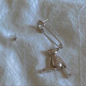 Silver Bear pin earrings